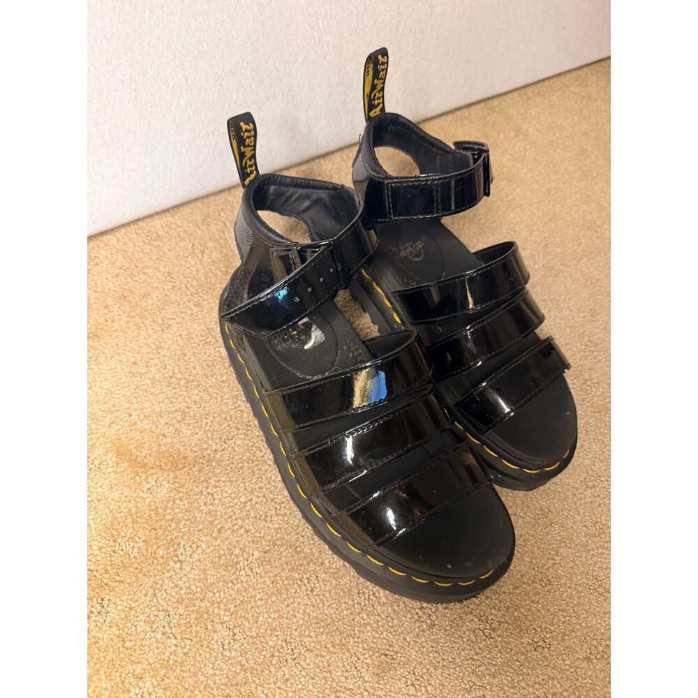 Dr. Martens Black Patent Blaire Gladiator Platform Sandals